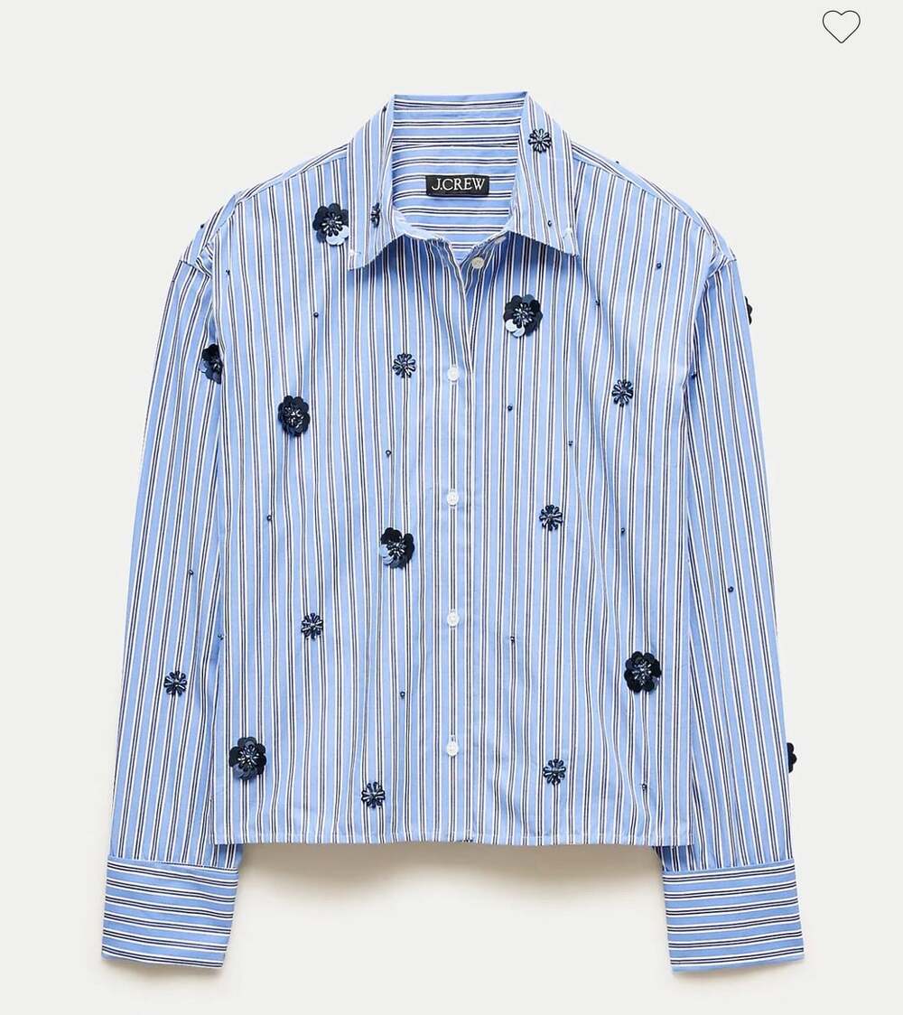 J.Crew Embellished Striped Button-Up Shirt Size XXS